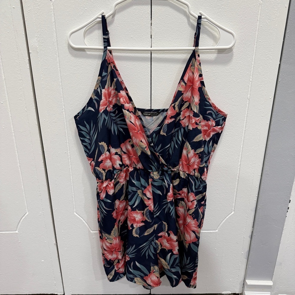 SHEIN Blue and Pink Floral Romper